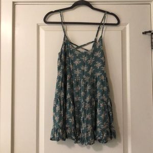 Green Floral tank top
